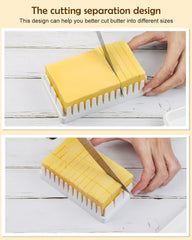 Kuber Industries Butter Box|Plastic Butter Keeper for Refrigerator|Butter Storage Box with Cutting Guide|Butter Dish with Lid for Countertop (White)