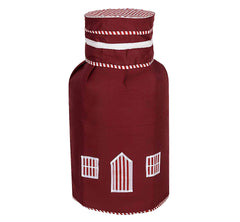 Heart Home Cotton Dust-Water Proof LPG Gas Cylinder Cover (Maroon) - CTHH07599