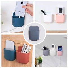 Homestic Mobile Holder|Unbreakable Plastic Storage Case Box|Mobile Phone Charging Wall Mount Stand,Pack of 4 (Multicolor)