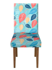 Heart Home Leaf Printed Elastic Stretchable Polyster Chair Cover for Home, Office, Hotels, Wedding Banquet- Pack of 2 (Multicolor)-50HH0889