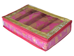 Heart Home Multipurpose Feather Design Laminated 4 Rod Bangle Box/Organizer/Case With Tranasparent Top (Pink)-47HH0229