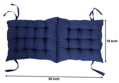 Heart Home Microfiber 18 * 36 Inch Back and Seat Chair Cushion with Ties & Square Cushion for Rocking Chair, Desk Chair, Dining Chairs, Lounge Chair- Set of 2 (Navy Blue)