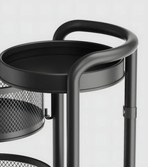 Kuber Industries 4Th Generation Round Rotating Rack|3-Layer Kitchen Trolley with 360 Rotation|Portable Storage Rack for Bathroom, Bedroom (Black)