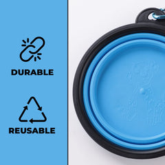 Kuber Industries Dog Food Bowl|Portable & Collapsible Cat & Dog Bowl|Reusable,Durable,Travel-Friendly|Easy to Store Pet Bowls|LS198BL|Blue