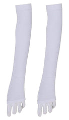 Kuber Industries Cotton 2 Piece Full Hand Arm Sleeves Gloves Set - White, Standard