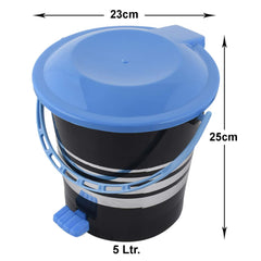 Heart Home Pedal Dustbin|Plastic Pedal Dustbin|Kitchen Waste Paper Bin|Dustbin For Bedroom|Blue Lid 5 Liter Dustbin (Black)