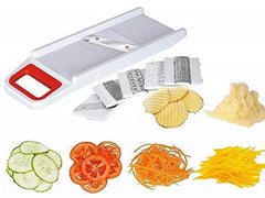 Kuber Industries Plastic 6 in 1 Kitchen Chopper Premium Vegetable and Fruit/Chips,Potato Slicer Maker Multipurpose (White) -CTLTC038140