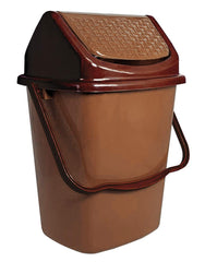 Kuber Industries 2 Pieces Delight Plastic Swing Garbage Waste Dustbin for Home, Office with Handle, 5 Liters (Yellow & Light Brown)