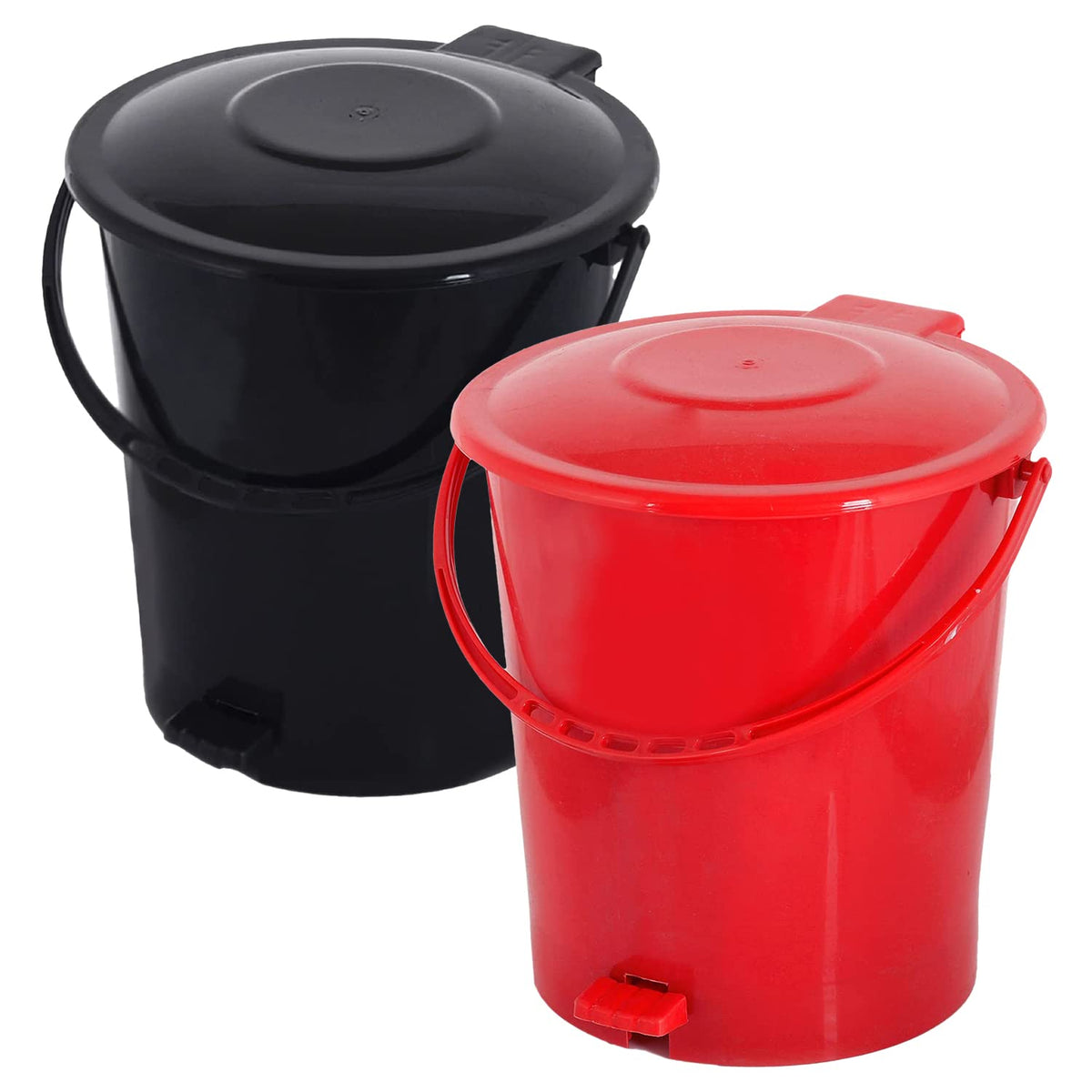 Kuber Industries Pedal Dustbin|Plastic Pedal Dustbin|Kitchen Waste Paper Bin|Dustbin For Bedroom|10 Liter Dustbin|Pack of 2 (Multicolor)