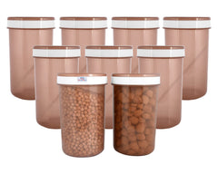 Heart Home Containers Set for Kitchen|BPA-Free Plastic 1500 ML Storage Containers Set with Spoon for Kitchen|Pack of 9 (Brown)