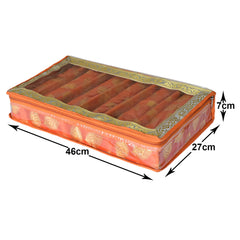 Heart Home Multipurpose Feather Design Laminated 6 Rod Bangle Box/Organizer/Case With Tranasparent Top - Pack of 2 (Orange)-47HH0167