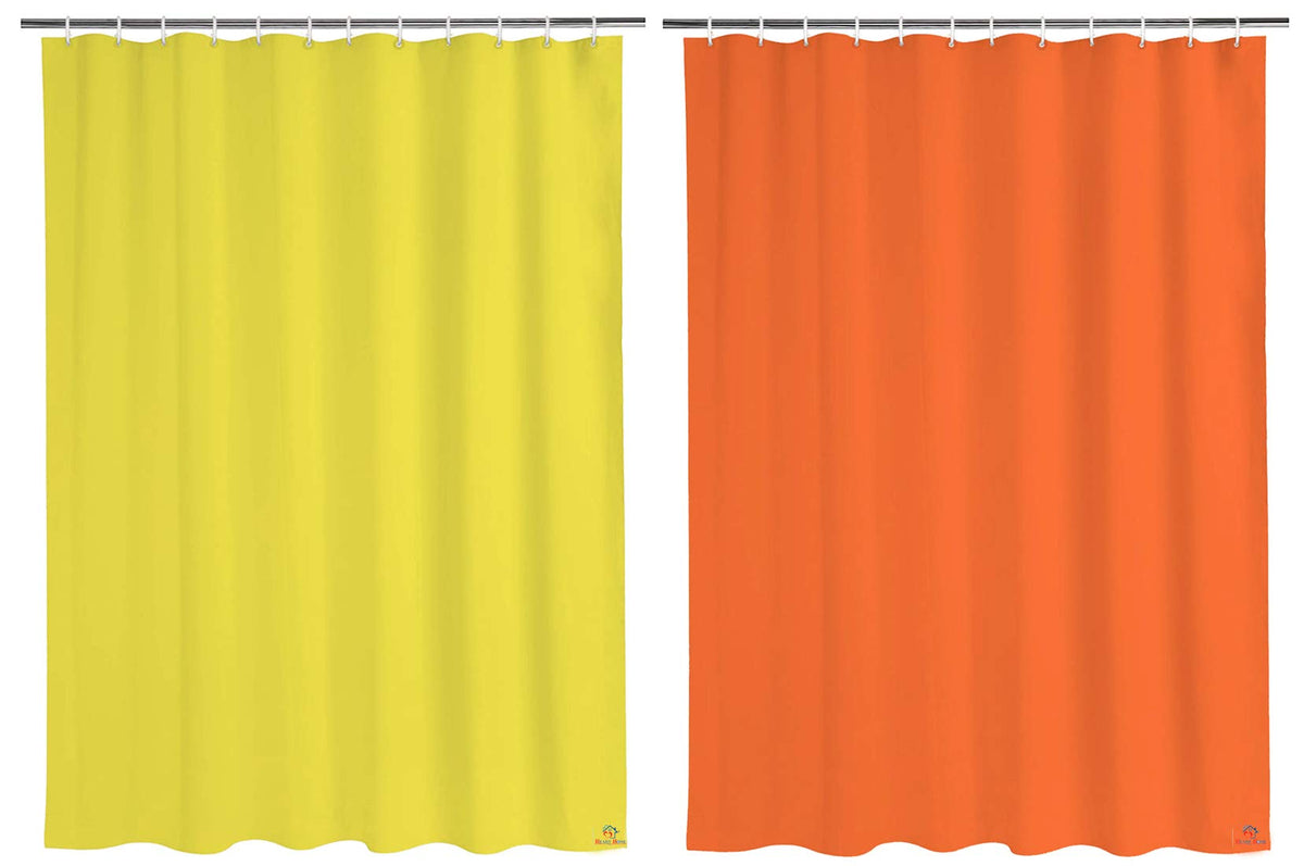 Heart Home 2 Pieces Solid 100% PEVA Shower Curtain,Bathroom Curtain, 70 inch x 80 inch, Yellow & Orange-HEARTXY11555, Standard