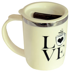 Kuber Industries Double Wall Vacuum Insulated Food Grade BPA Free Plastic Coffee Mug with Lid, Pack of 2 (Cream & Coffee)