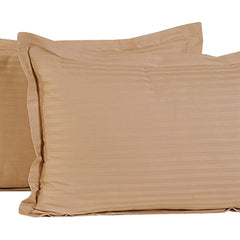 Kuber Industries Cotton Luxurious Striped 2 Pieces Pillow Cover 25"x17" (Light Brown), CTKTC13942, Standard (CTKTC013942)