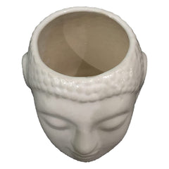 Kuber Industries Buddha Flower Pot|Buddha Head Shape Flower Planter|Plastic Flower Plant for Home Décor|Office Décor|Pack of 6 (White)