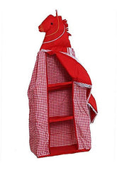 Heart Home Lining Horse Design Cotton Three Cabinet Hanging Baby almirah, Kids Wardrobe, Cloth Organizer, Folding almirah, Toy Box (Red) - (CTHH014750)