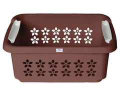 Heart Home Multipurpose Rectangle Shape Plastic Storage Basket for Kitchen, Fruit Basket, Office Table, Storage Organizer Medium (Brown)