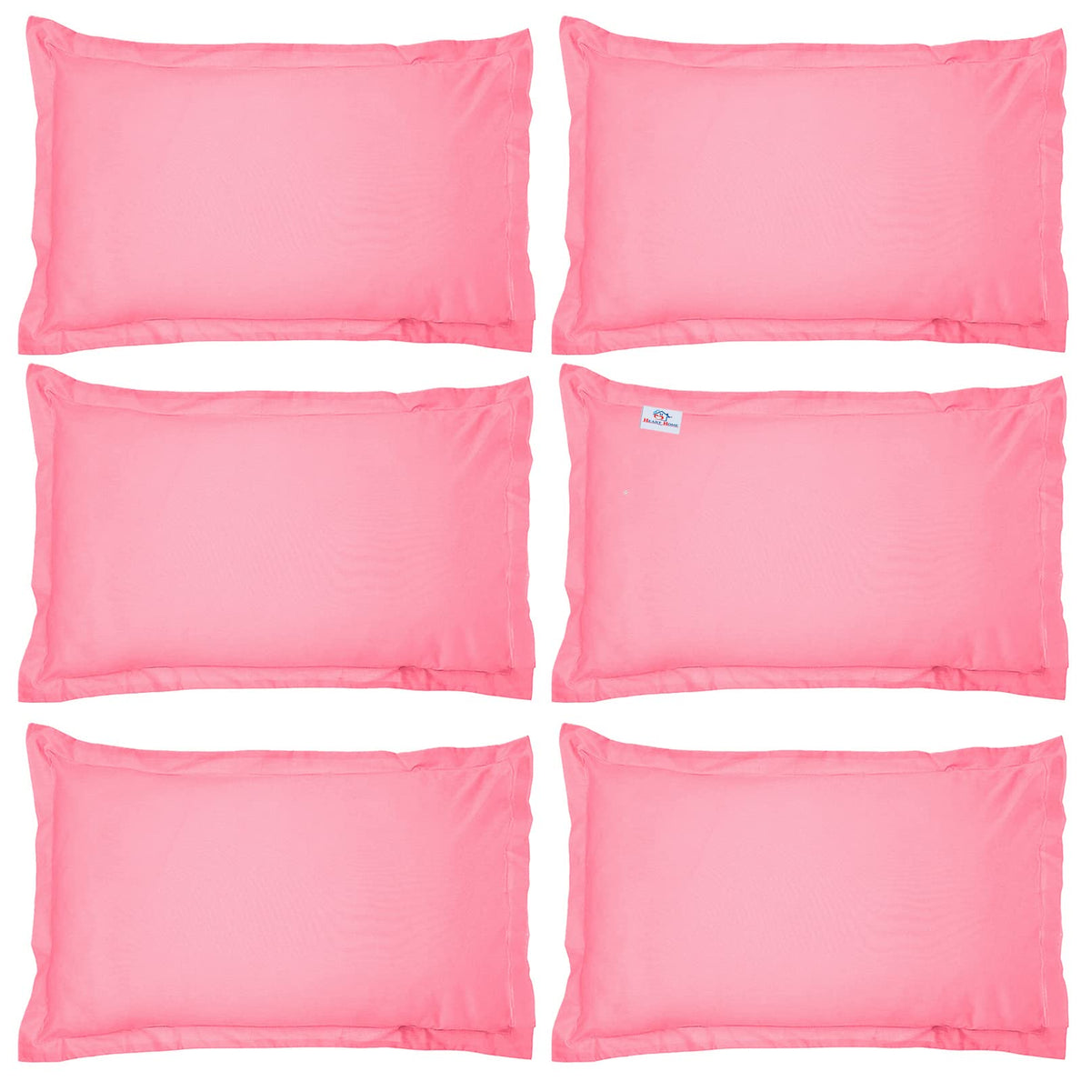 Heart Home Breathable & Soft Cotton Pillow Cover for Sofa, Couch, Bed - 29x20 Inch, Set of 6 (Pink) 52HH4032