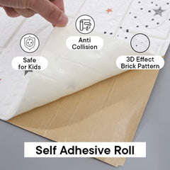 Kuber Industries Foam Brick Pattern 3D Wallpaper for Walls | Soft PE Foam | Easy to Peel, Stick & Remove DIY Wallpaper | Suitable on All Walls | Pack of 5 Sheets, 70 cm X 70 cm