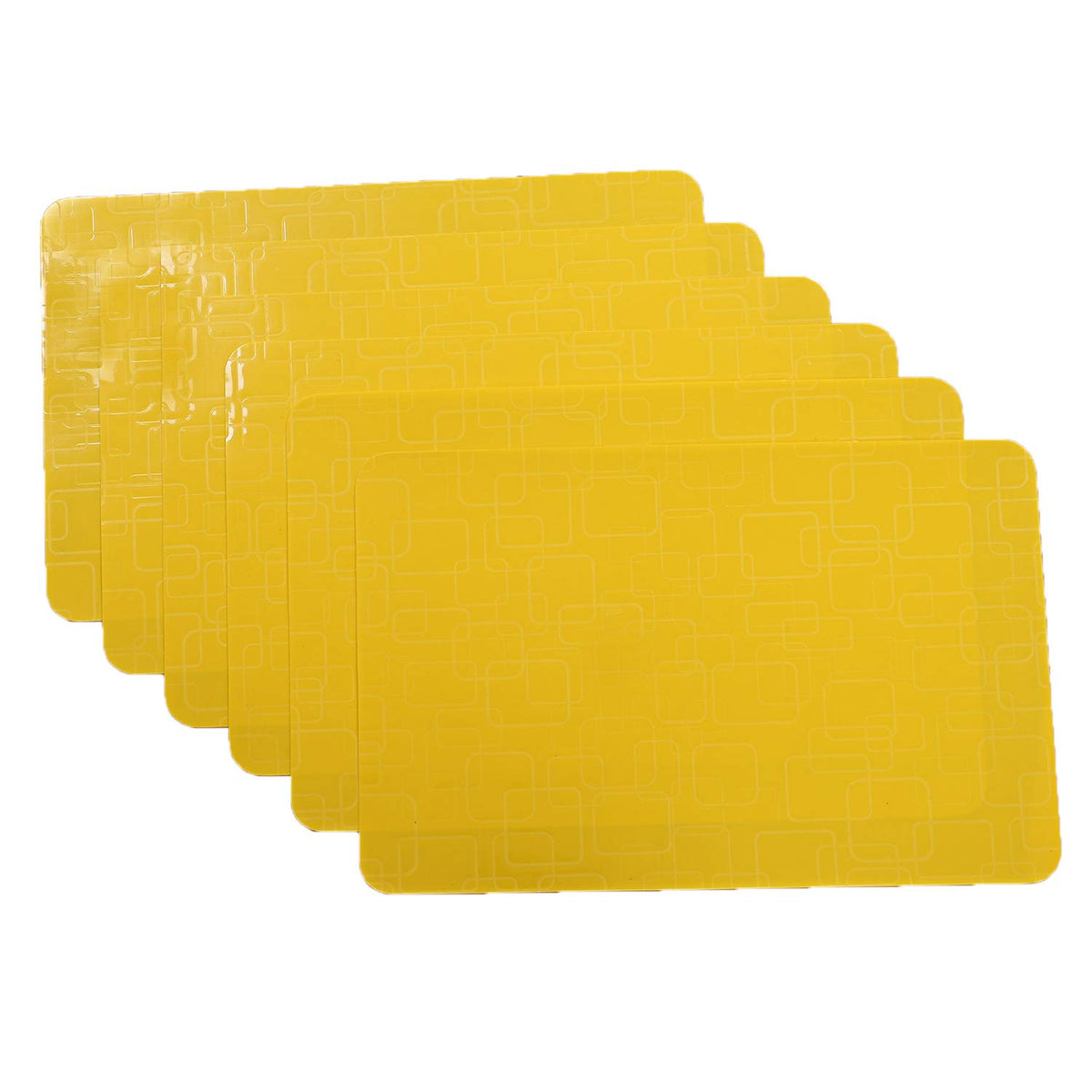 Kuber Industries Checkered Design PVC 6 Pieces Refrigerator Drawer Mats (Yellow), CTKTC13682