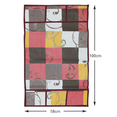 Heart Home Multicheck Printed PVC Fridge Top Cover, Protect for Scratches, Wear & Tear and Dust with 6 Utility Side Pockets (Multicolor)