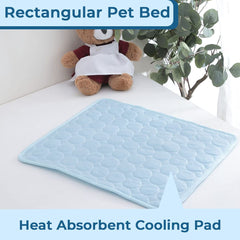 Homestic Rectangular Dog & Cat Bed|Premium Cool Ice Silk with Polyester with Bottom Mesh|Multi-Utility Self-Cooling Pad for Dog & Cat|Light-Weight & Durable Dog Bed|ZQCJ001LB-XS|Light Blue