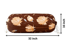 Kuber Industries Leaf Print Soft & Luxurious Decorative Cotton Bolster Cover (Pack of 2, Cream)