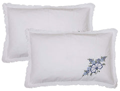 Kuber Industries Embroided Design 2 Piece Cotton Pillow Cover Set-17"x27" (White) Luxury Pillow Covers - CTKTC40269