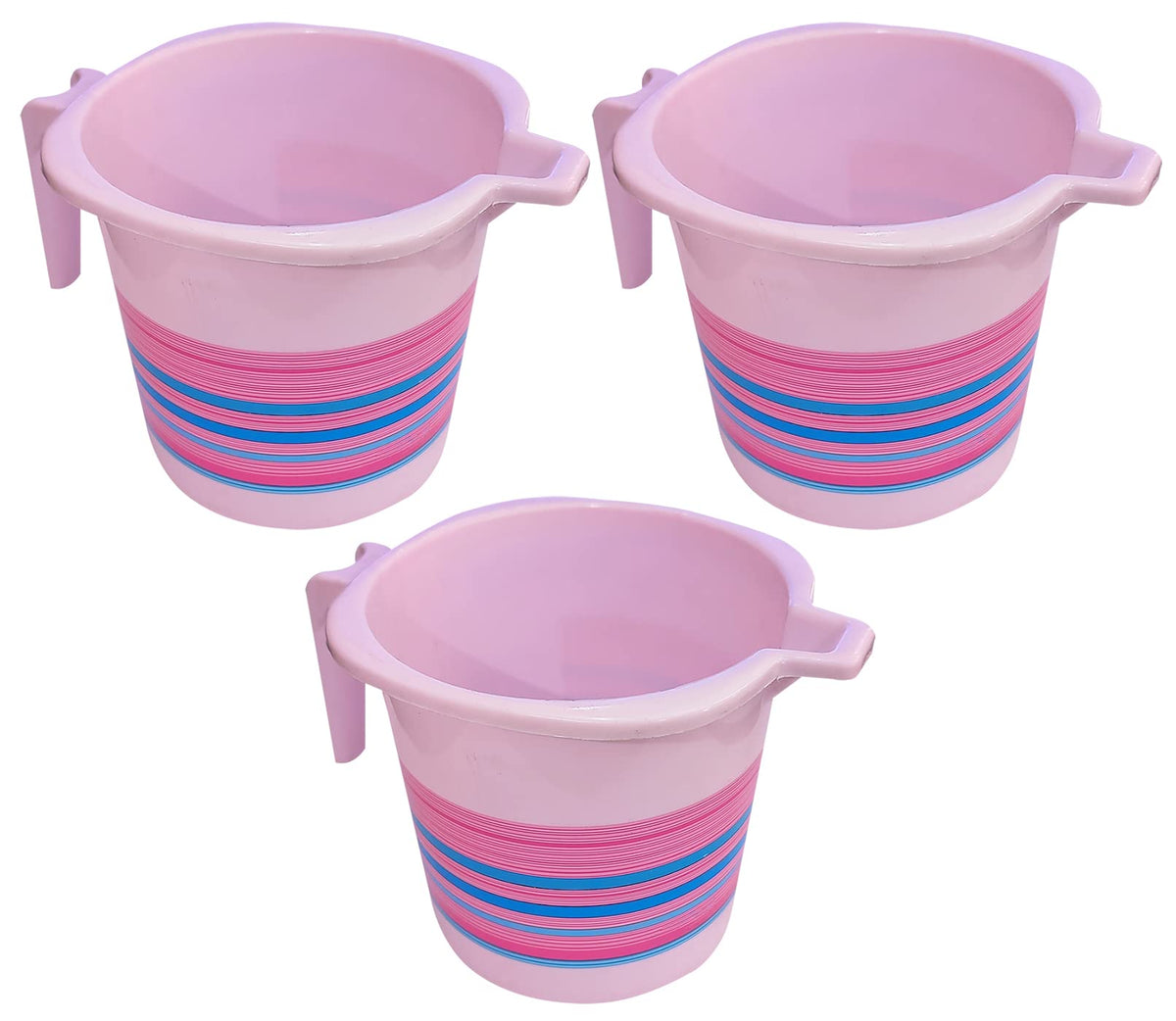 Heart Home Durable Long Lasting, Lightweight, Unbreakable, Strong Plastic Bathroom Mug 1 Litre- Pack of 3 (Pink)