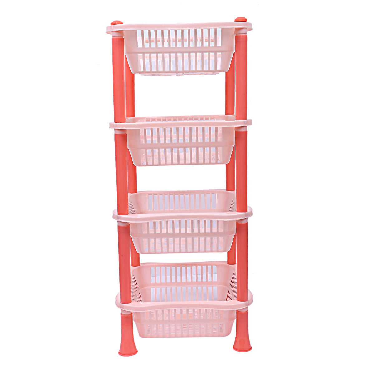 Kuber Industries Plastic 4 Layer Multi-Purpose Kitchen Storage Basket Rack (Beige)-Ctktc25259