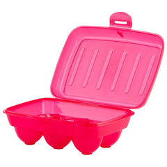Heart Home Plastic 6 Slot Egg Container,Tray, Holder for Refrigerator & Kitchen- Pack of 3 (Pink)-46HH0388