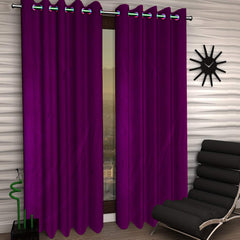Kuber Industries 2 Pieces Polyester Eyelet Door Curtain 7 Feet (Pink)-CTKTC014236