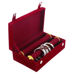 Kuber Industries Wooden 2 Rod Bridal Bangle Box |Vanity Organizer With Removable Rod And Mirror With 2 Magnetic Buckle (Maroon)