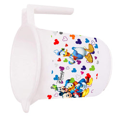 Kuber Industries Disney Team Mickey Print 4 Pieces Unbreakable Strong Plastic Bathroom Mug,500 ML (Cream & Blue & Black & White) -HS_35_KUBMARTS17155