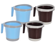 Kuber Industries Plastic Bathroom Mug 1 Litre Pack of 4 (Blue & Brown)-46KM0285