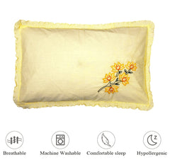 Kuber Industries Embroidery Pattern Breathable & Soft Cotton Pillow Cover for Sofa, Couch, Bed, Set of 6 (Yellow) 54KM4118