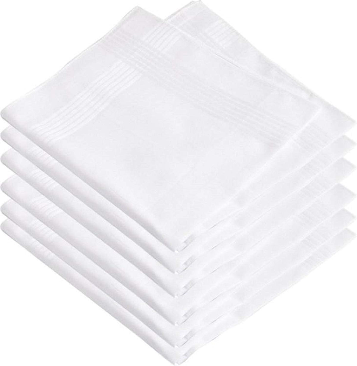 Kuber Industries Cotton Premium Collection Handkerchief|Easy Wash & Premium Cotton Fabric|Plain & Solid Color|Size 42 x 42 CM, Pack of 6 (White)