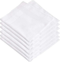 Kuber Industries Cotton Premium Collection Handkerchief|Easy Wash & Premium Cotton Fabric|Plain & Solid Color|Size 42 x 42 CM, Pack of 6 (White)