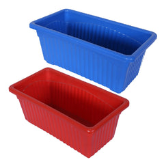 Heart Home Rectangular Jupiter Plastic Window Pot|Flower Planter for Home & Balcony,Garden 14 Inches Pack of 6 (Multicolor)