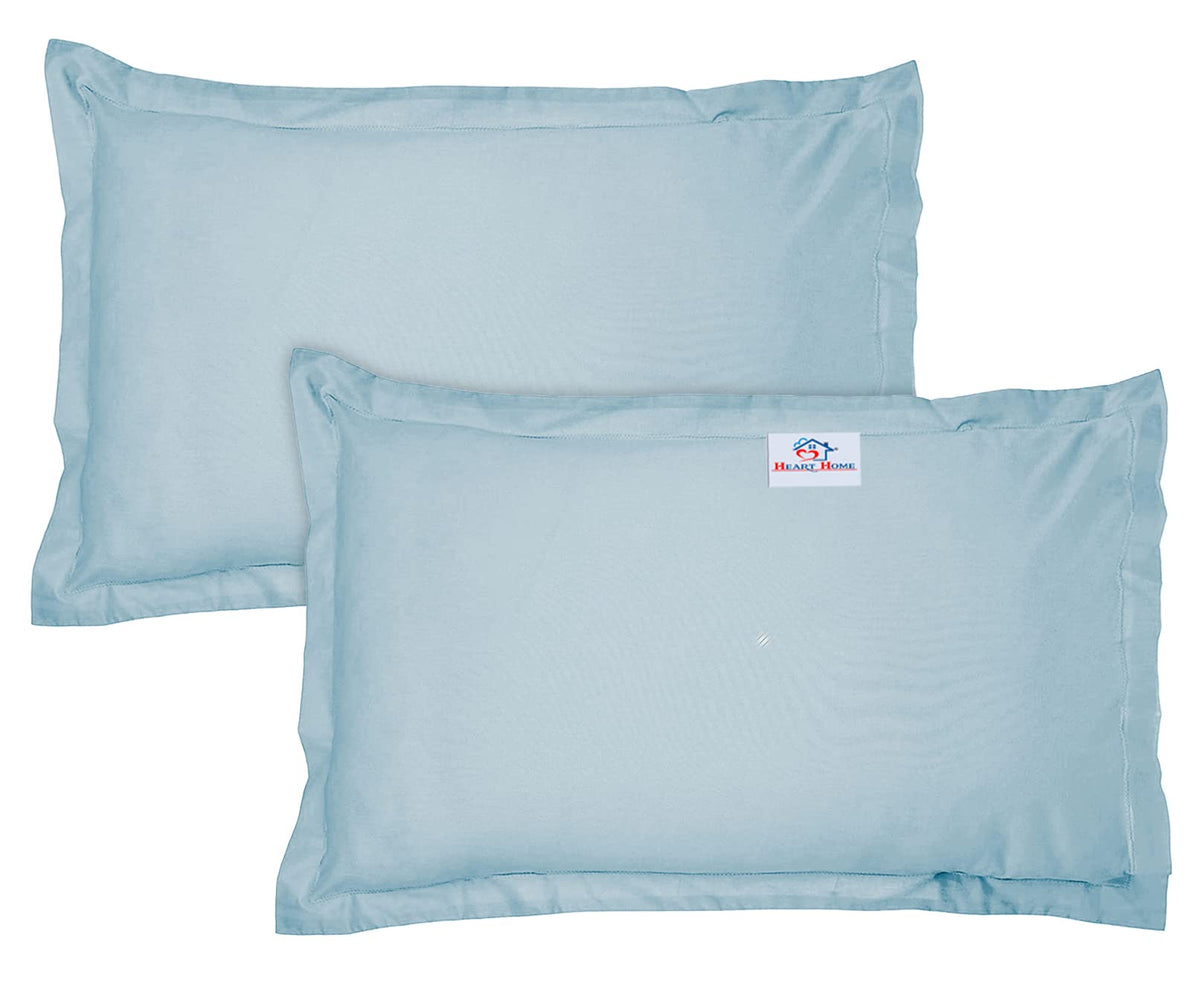 Heart Home Breathable & Soft Cotton Pillow Cover for Sofa, Couch, Bed - 29x20 Inch, Set of 2 (Blue) 52HH4045
