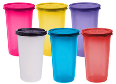 Kuber Industries Virgin Plastic Big Everday Big Glass 6 Piece Tumbler/airtight Container Leakproof Storage with Lid 500ml (Multi) CTKTC34160