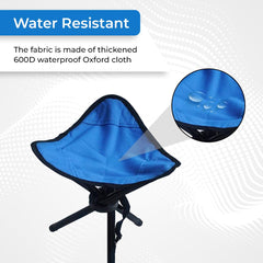 Kuber Industries Set of 2 Portable Stool for Travelling | Foldable Outdoor Sitting Chair | Tripod 3 Leg Chair for Camping, Picnic, Hiking | Blue & Green
