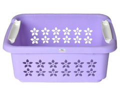 Heart Home Multipurpose Rectangle Shape Plastic Storage Basket for Kitchen, Fruit Basket, Office Table, Storage Organizer Small Pack of 2 (Purple)