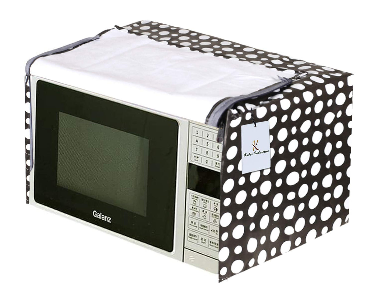 Kuber Industries Dots Design PVC Microwave Oven Full Closure Cover for 20 Litre (Grey) CTKTC33262