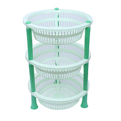 Kuber industries Plastic 2 Pieces 3 Layer Multi-Purpose Kitchen Storage Basket Rack (Green)-CTKTC25184
