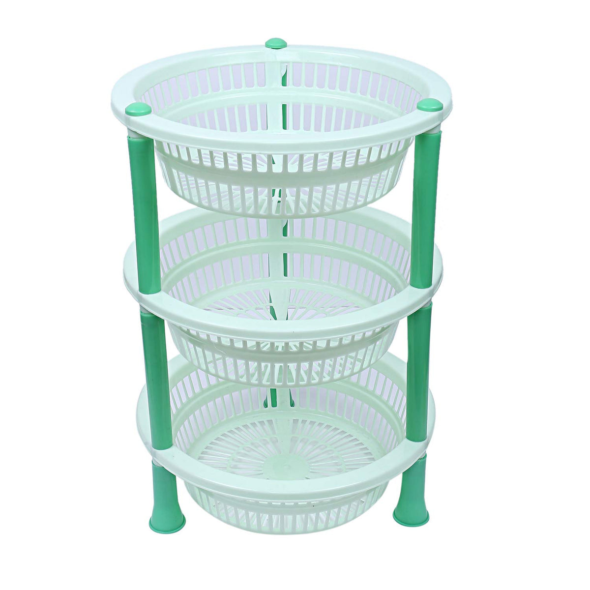 Kuber industries Plastic 3 Layer Multi-Purpose Kitchen Storage Basket Rack (Green)-CTKTC13183
