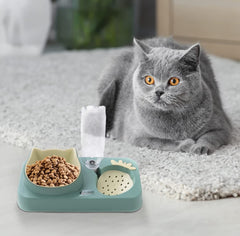 Kuber Industries Animal Feeding Plastic 2 in 1 Pet Bowls | Cat & Dog Bowl | Small/Medium Size Pet Feeding Bowl | Non-Toxic & 100% Safe for Pets (Pack of 1) | Light Green