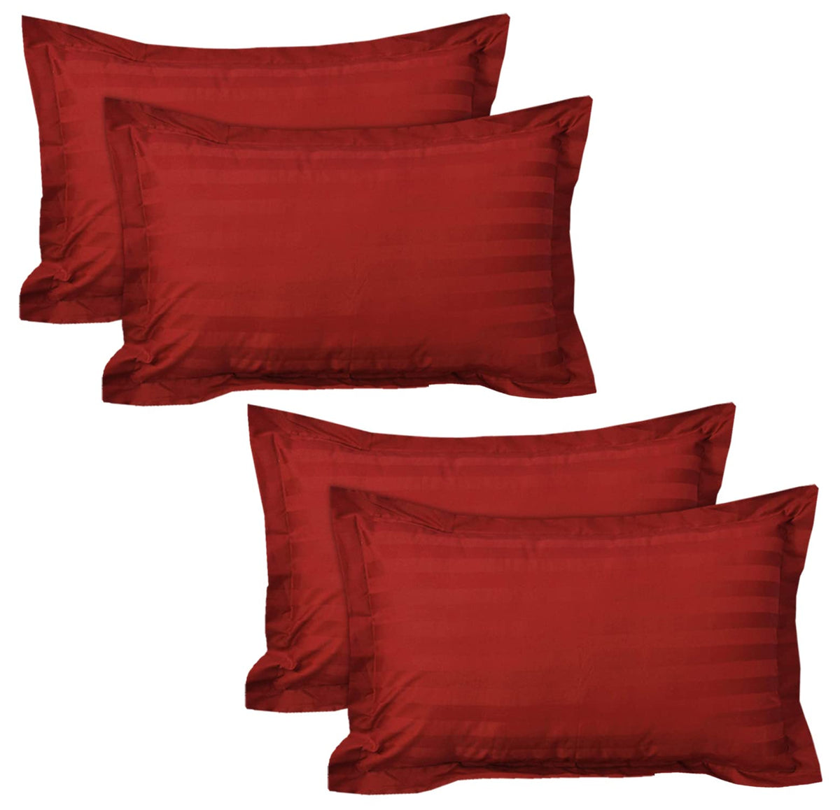 Kuber Industries Lining Design Cotton Pillow Cover- 18x28 Inch, Set of 4 (Red)-HS43KUBMART26786