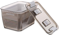 Kuber Industries Large Refrigerator Storage Crisper with Lid & Detachable Hollow Basket (Brown)