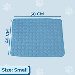Homestic Rectangular Dog & Cat Bed|Premium Cool Ice Silk with Polyester with Bottom Mesh|Multi-Utility Self-Cooling Pad for Dog & Cat|Light-Weight & Durable Dog Bed|ZQCJ001B-S|Blue